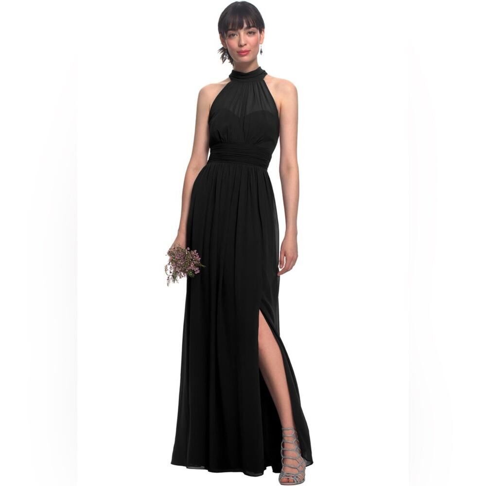 Bill Levkoff Black Chiffon Spaghetti Tie A-line Dress Size 8 EUC